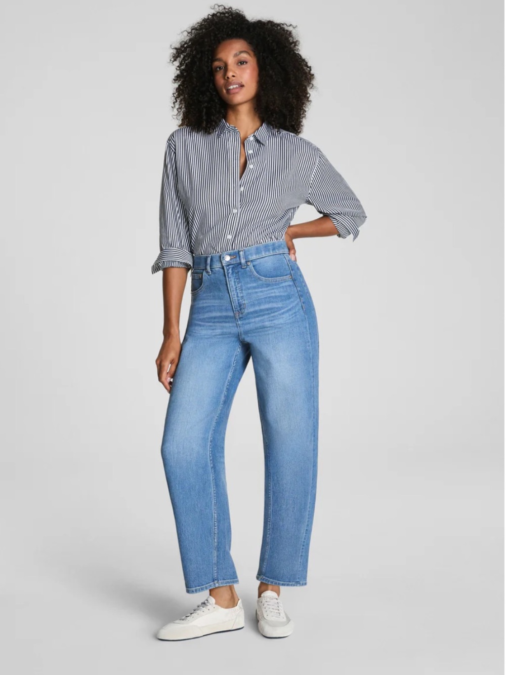 SPANX Light Blue High-Waist Straight Jeans